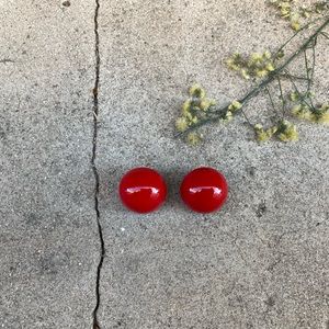 Vintage, Red Circular Clip On Earrings